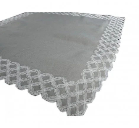 Haftowany Bieżnik - Kwiatki - 85x85 - Szary 8002-1